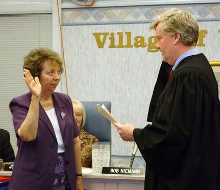Village Clerk Hosanna Korynecky Being Sworn In